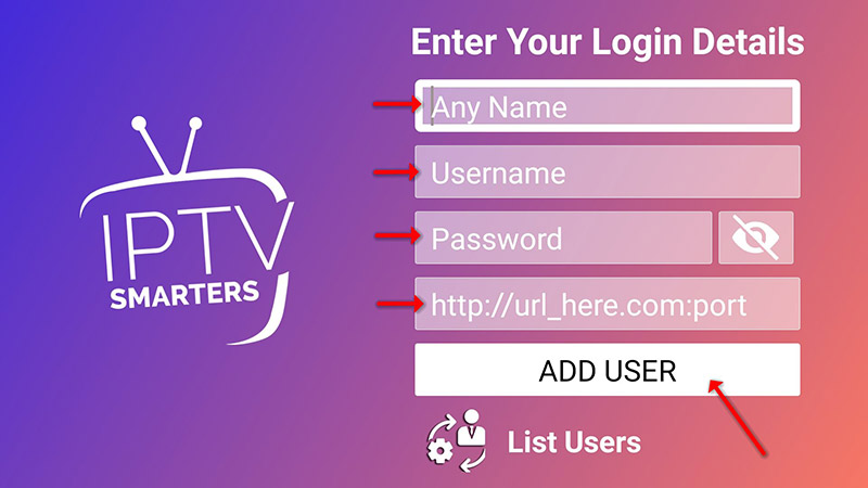 How to setup IPTV on IPTV Smarters Pro – screenshot 3