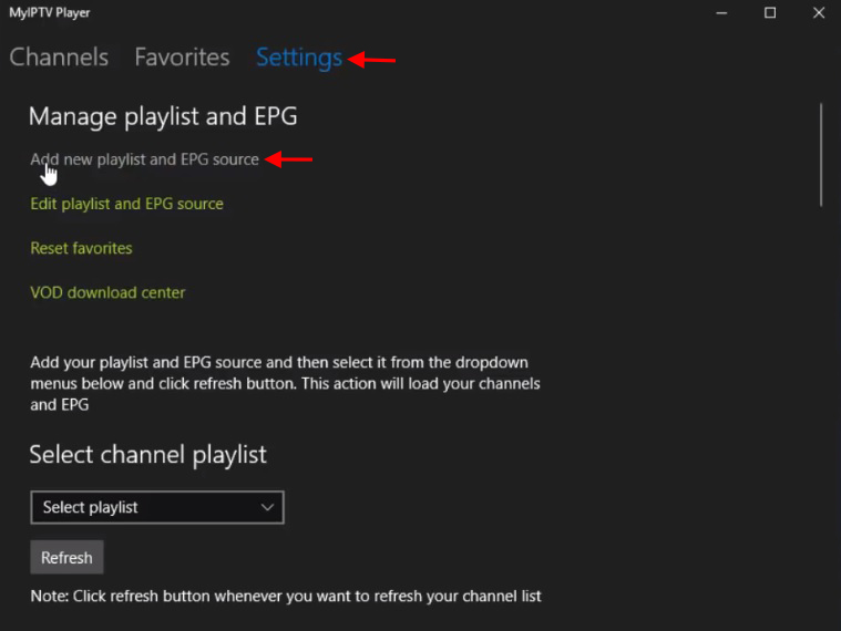 How to setup IPTV on Microsoft devices via MyIPTV Player – screenshot 3