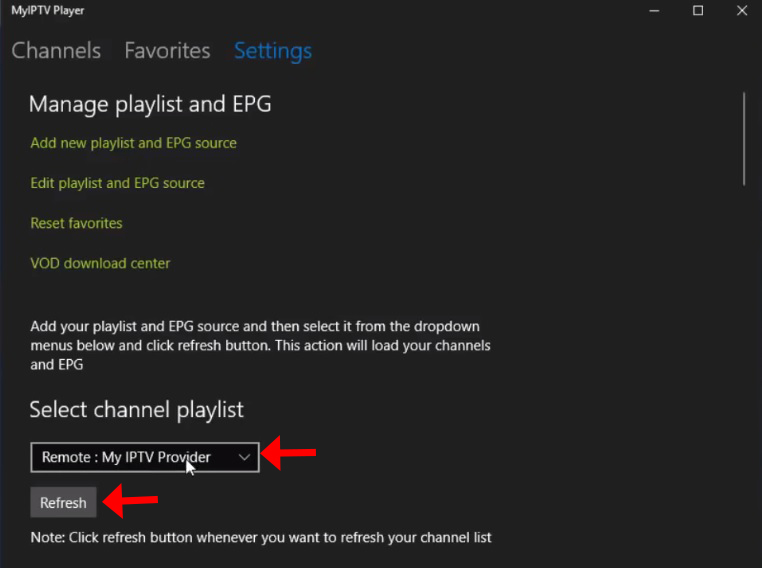 How to setup IPTV on Microsoft devices via MyIPTV Player – screenshot 5